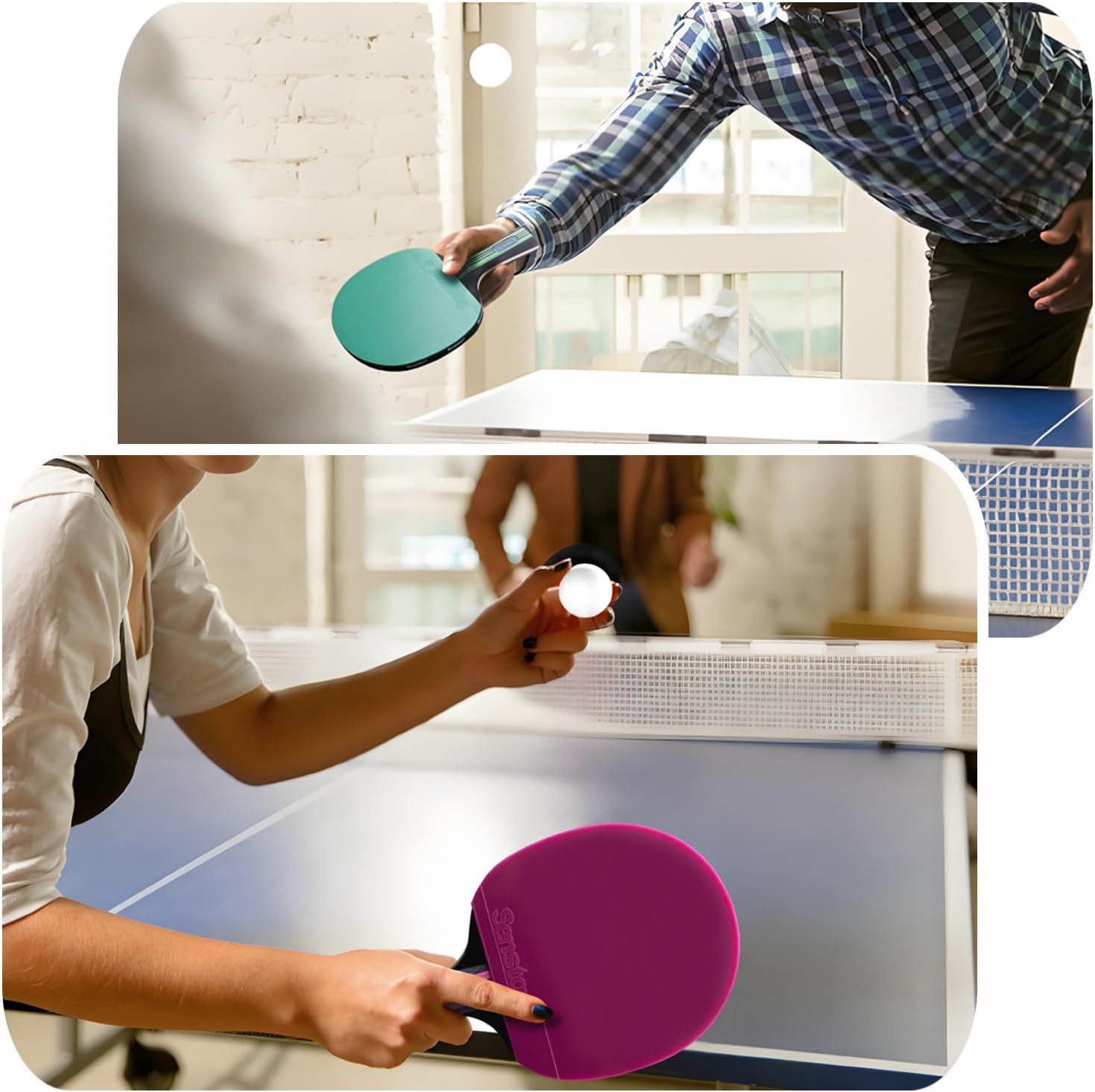 image:imageSenston 5Ply Ping Pong Paddles Set Premium Wood Table Tennis Set of 2 with 3 Balls amp Portable Carry Case HighControl 2mm Sponge amp Ergonomic NonSlip Grip for Beginners amp Family PlayPurple