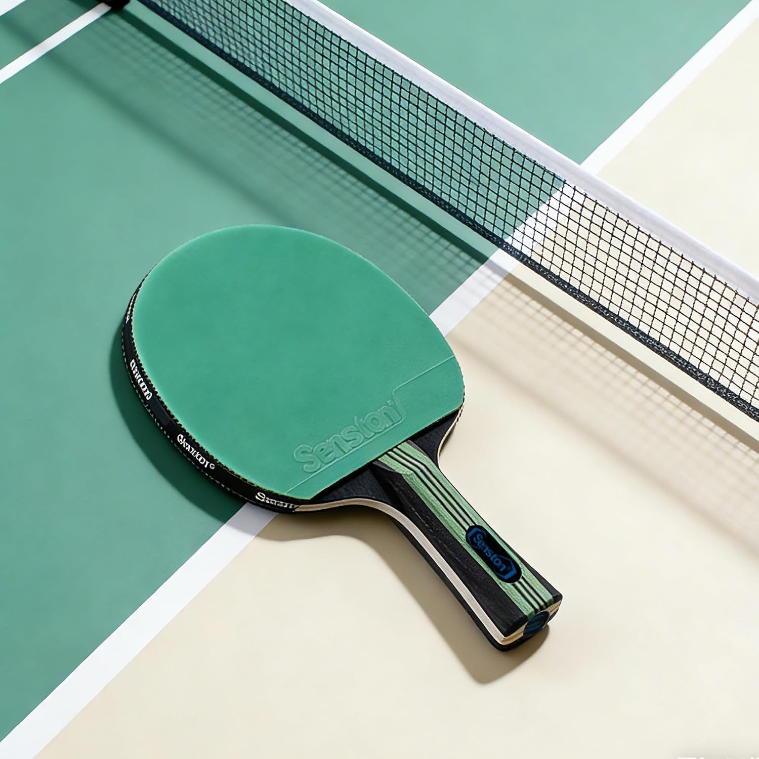 image:imageSenston 5Ply Ping Pong Paddles Set Premium Wood Table Tennis Set of 4 with 6 Balls amp Portable Carry Case HighControl 2mm Sponge amp Ergonomic NonSlip Grip for Beginners amp Family PlayGreenPurple