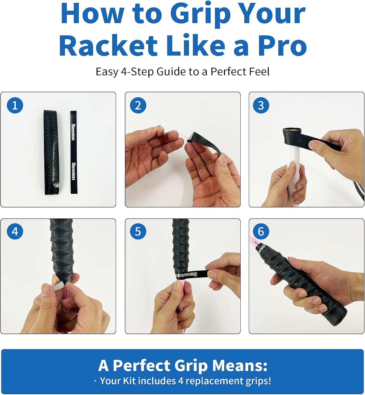 image:imageSenston Badminton Rackets Set for Backyards Badminton Set Includ 4 Rackets 6 Birdies 4 NonSlip Grips 1 Carrying Bag Perfect for Adult Beginners Family amp Casual Outdoor GamesBlue
