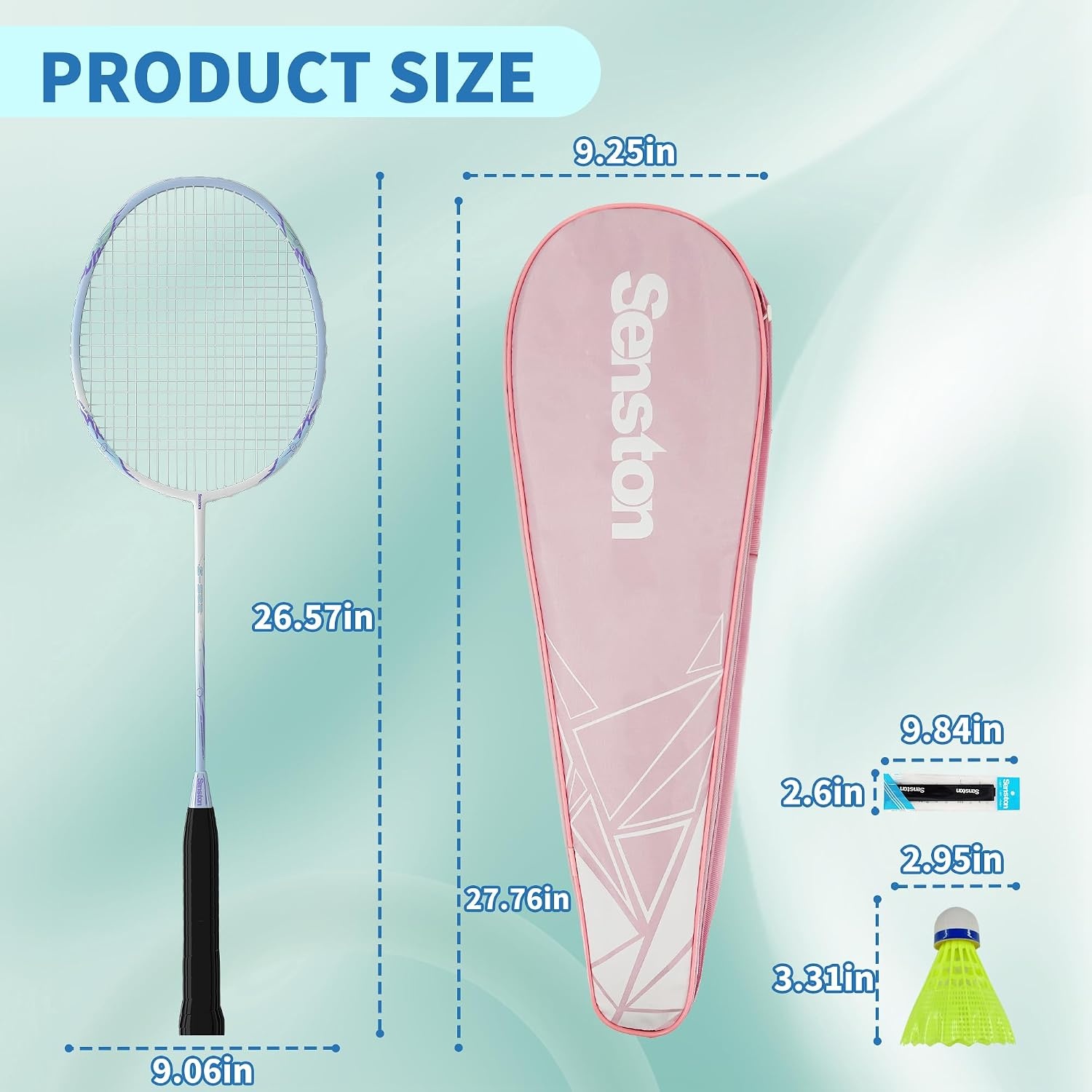 image:imageSenston Carbon Fiber Composite Badminton Rackets Set of 2 Lightweight Racquets for Beginners Casual Outdoor Play amp Family Fun with Shuttlecocks Replacement Grips amp Carry BagPinkBlue