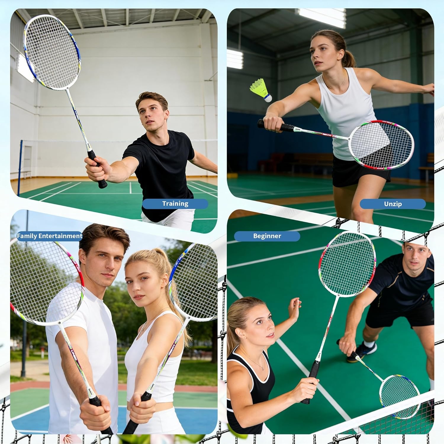 image:imageSenston Carbon Fiber Composite Badminton Rackets Set of 2 Lightweight Racquets for Beginners Casual Outdoor Play amp Family Fun with Shuttlecocks Replacement Grips amp Carry BagBlueRed