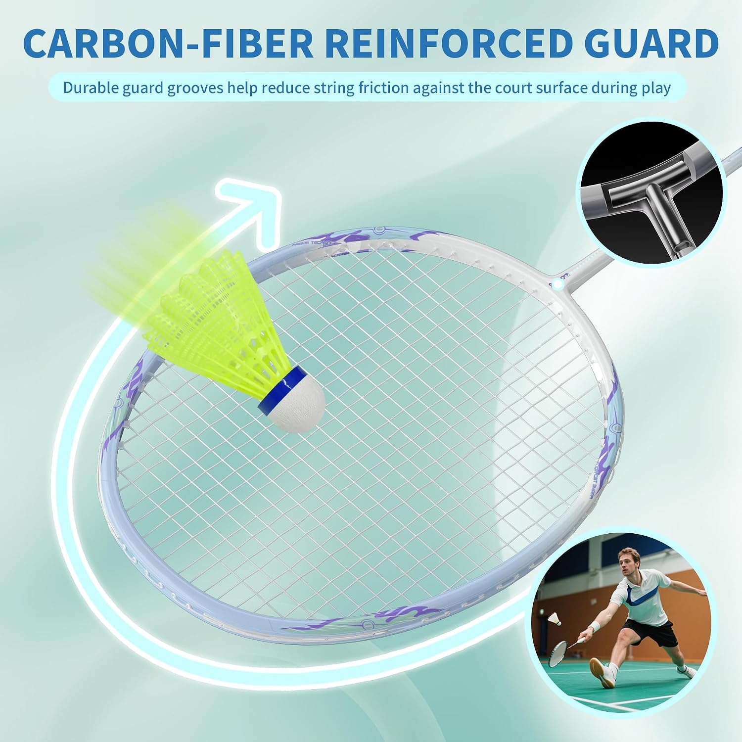 image:imageSenston Carbon Fiber Composite Badminton Rackets Set of 2 Lightweight Racquets for Beginners Casual Outdoor Play amp Family Fun with Shuttlecocks Replacement Grips amp Carry BagPinkBlue