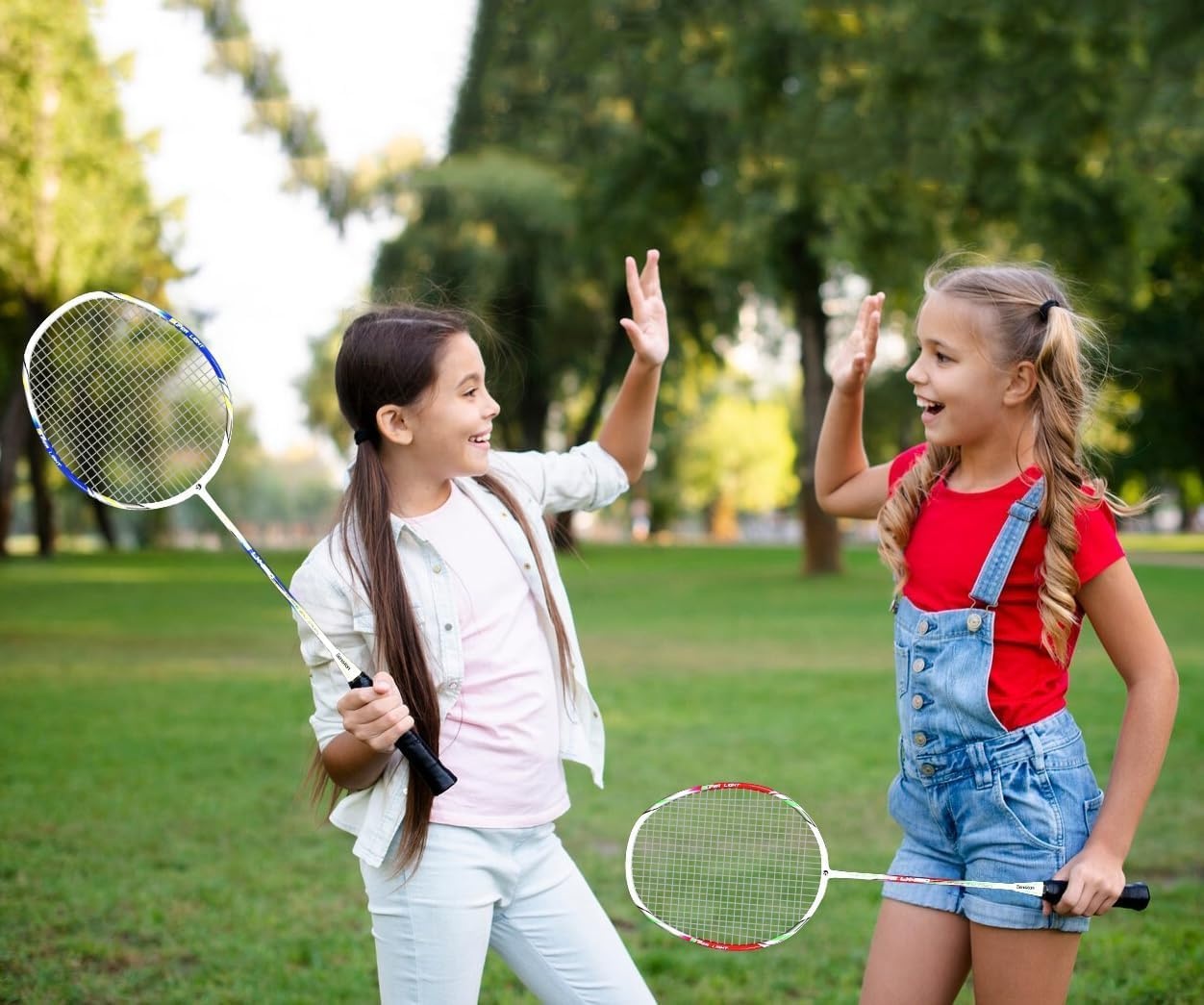 image:imageSenston Carbon Fiber Composite Badminton Rackets Set of 2 Lightweight Racquets for Beginners Casual Outdoor Play amp Family Fun with Shuttlecocks Replacement Grips amp Carry BagBlueRed