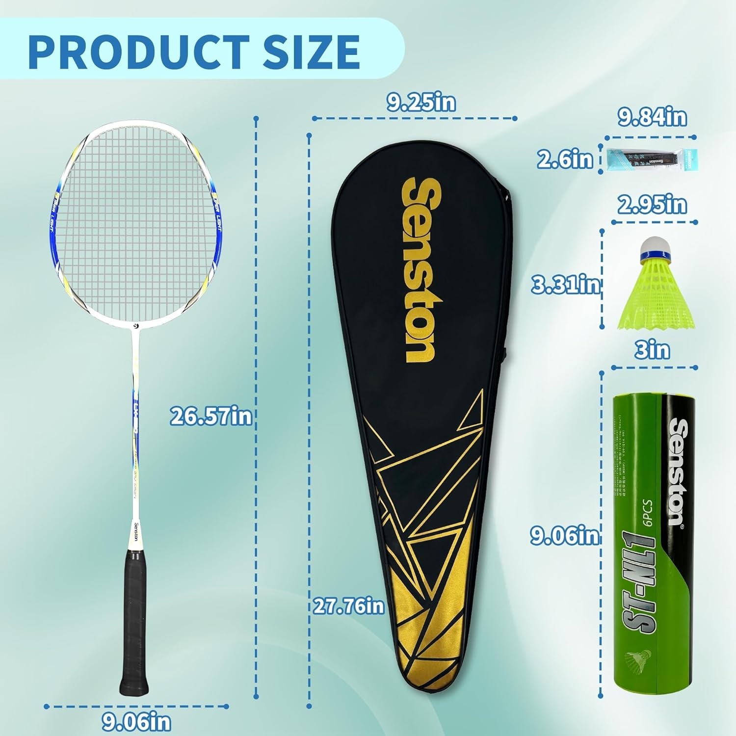 image:imageSenston Carbon Fiber Composite Badminton Rackets Set of 2 Lightweight Racquets for Beginners Casual Outdoor Play amp Family Fun with Shuttlecocks Replacement Grips amp Carry BagBlueRed