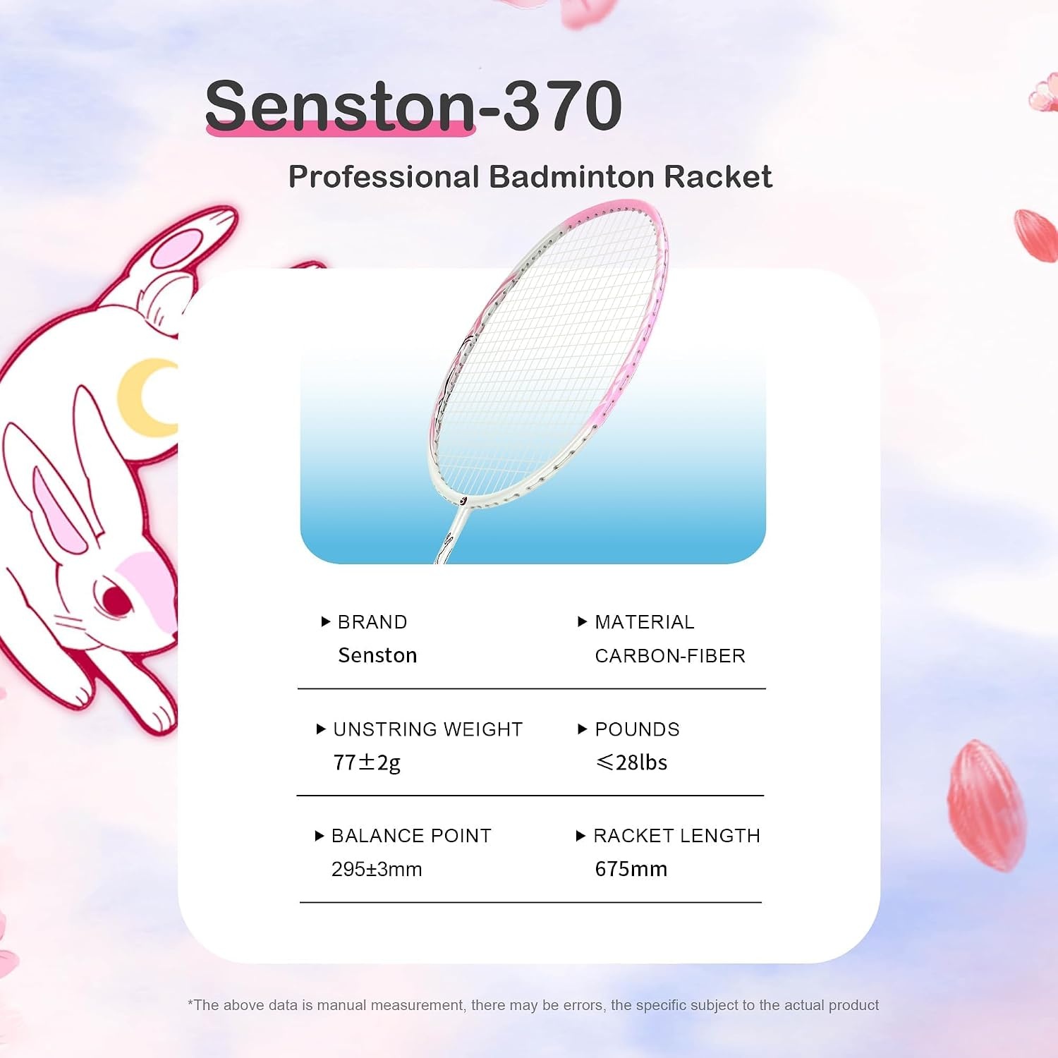 image:imageSenston CarbonFiber Badminton Racket 5U Badminton Racquet Single Professional Badminton Rackets370Pink