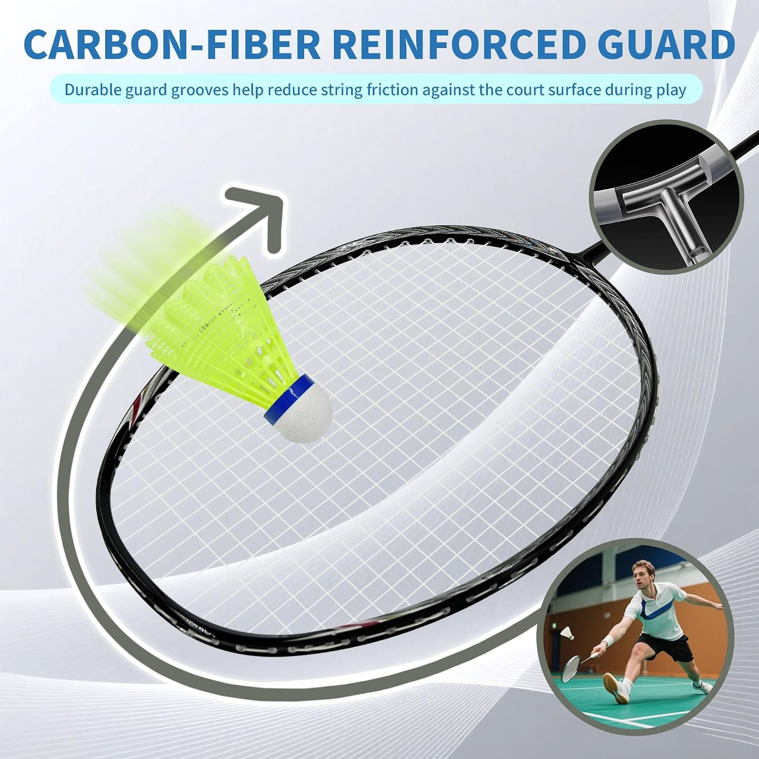 image:imageSenston CarbonFiber Badminton Racket 5U Badminton Racquet Single Professional Badminton RacketsN80Black