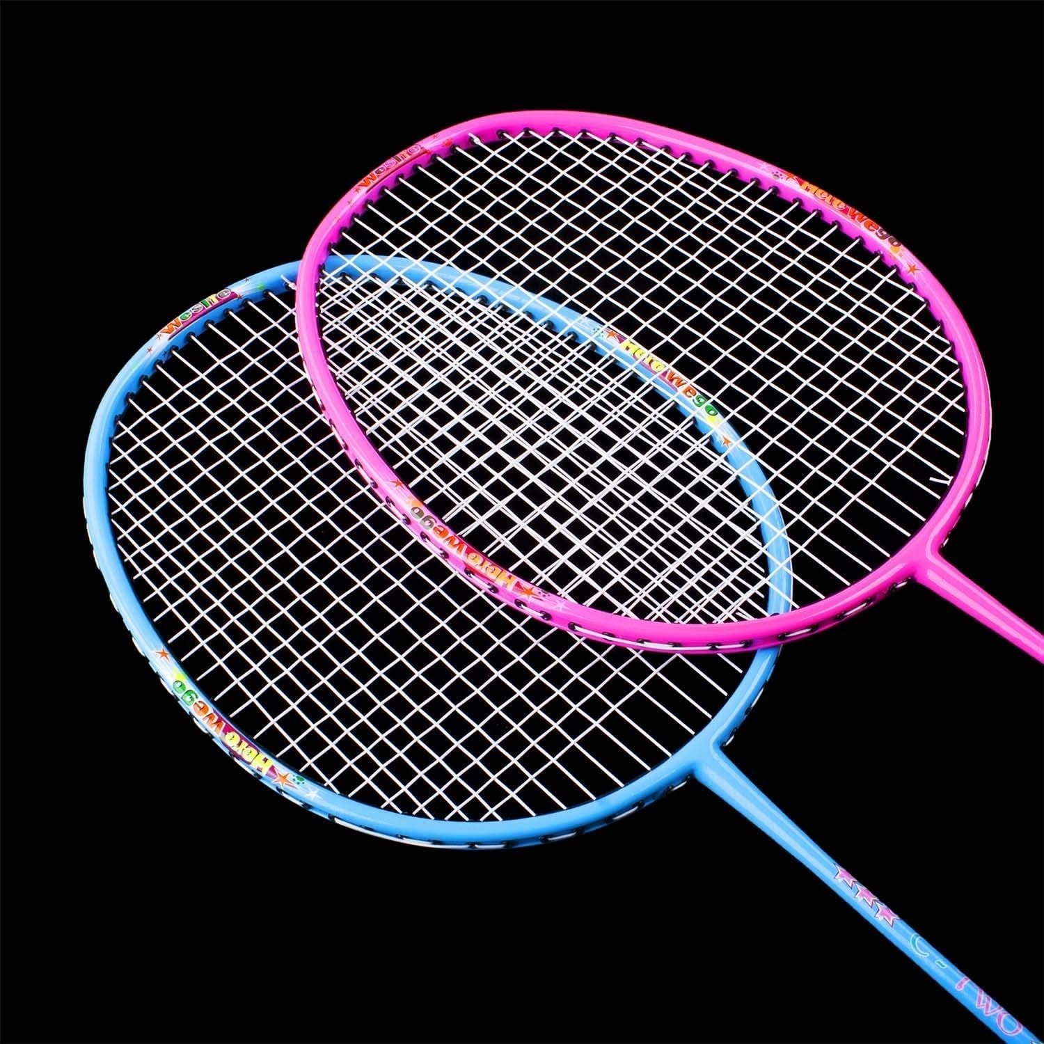 image:imageSenston Lightweight Beginner Badminton Set with 2 Rackets 2 Shuttlecocks Carry BagRed and Blue