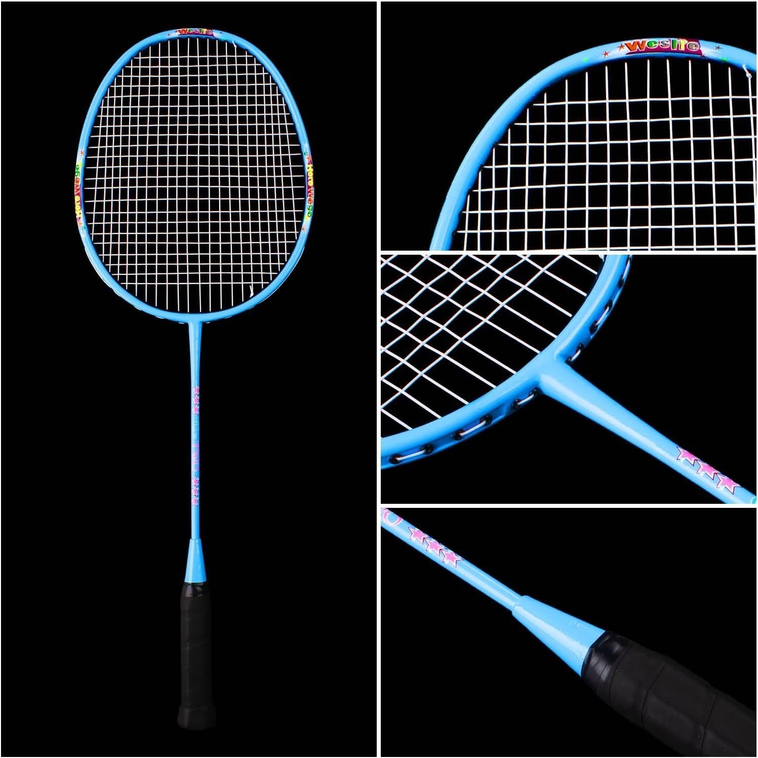 image:imageSenston Lightweight Beginner Badminton Set with 2 Rackets 2 Shuttlecocks Carry BagRed and Blue