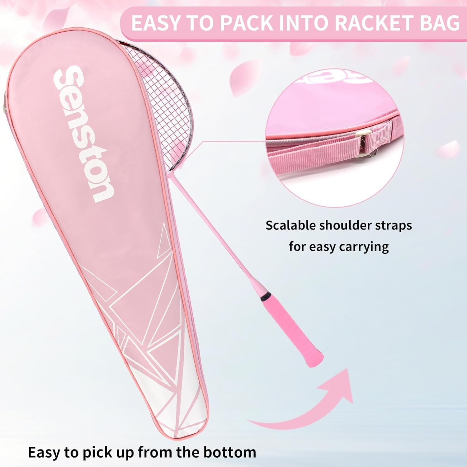 image:imageSenston N90 Badminton Racket 6U Single HighGrade Badminton Racquet Professional 100 FullCarbon Badminton RacketPink