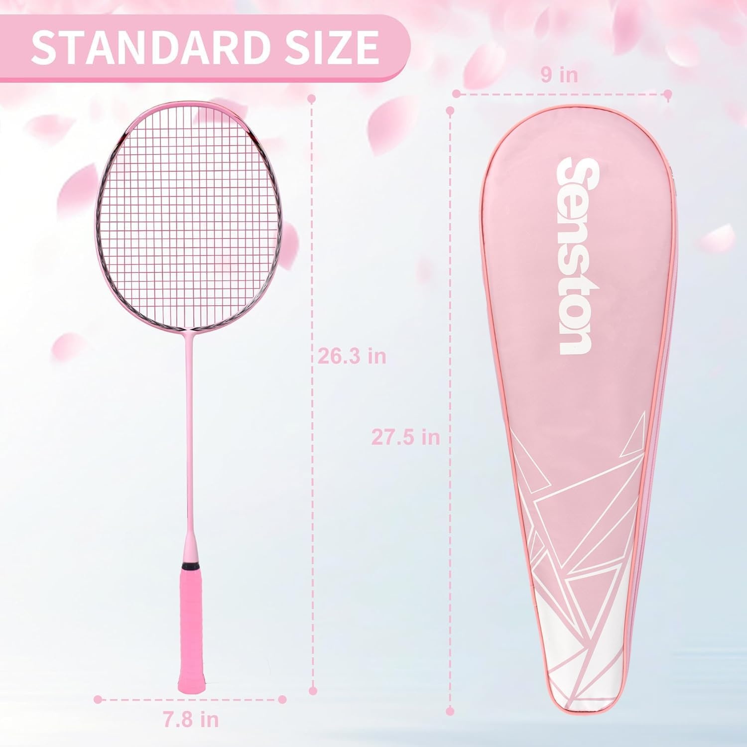 image:imageSenston N90 Badminton Racket 6U Single HighGrade Badminton Racquet Professional 100 FullCarbon Badminton RacketPink