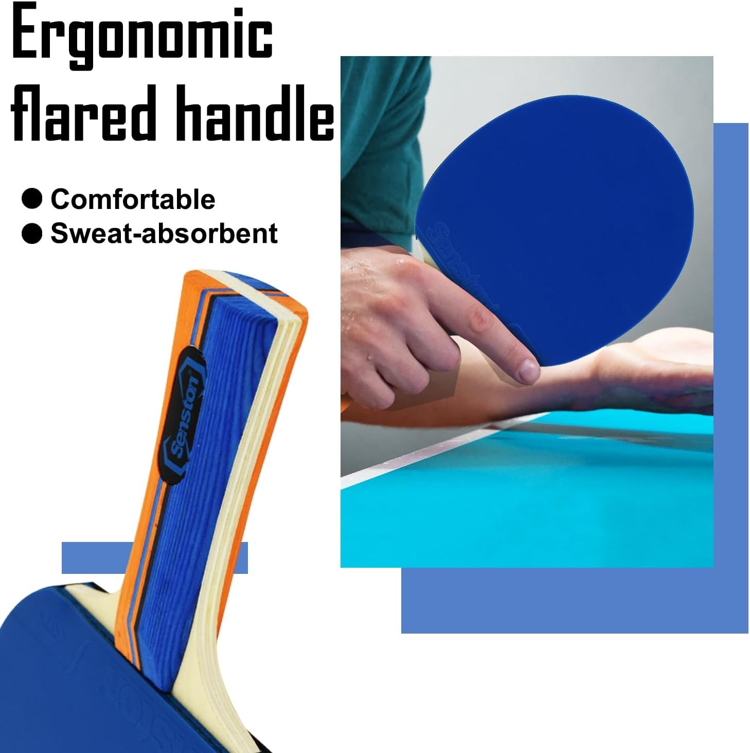 image:imageSenston Ping Pong Paddles Family Entertainment Set for Entertainment or Competition Ping Pong Paddle SetBlue
