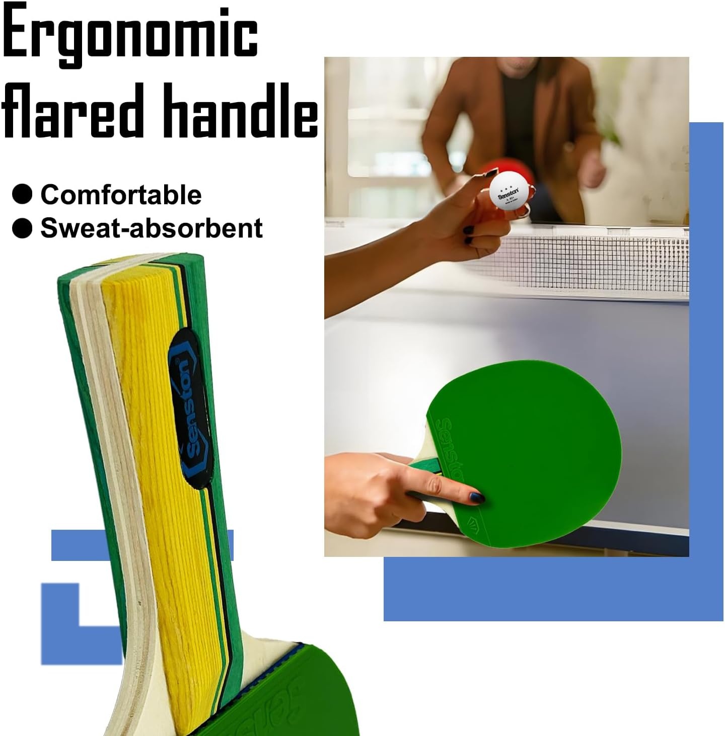 image:imageSenston Ping Pong Paddles Family Entertainment Set for Entertainment or Competition Ping Pong Paddle SetGreen