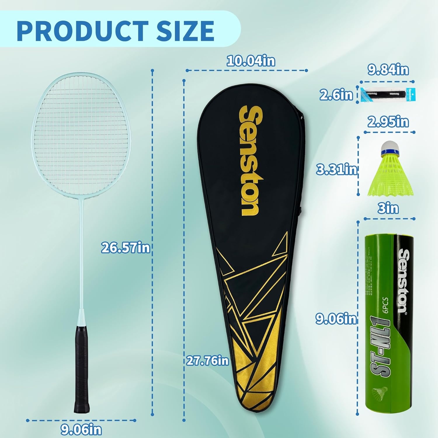 image:imageSenston Professional Badminton Rackets Set of 4 Carbon Fiber 6 Shuttlecocks 4 Grips amp Bag for Backyard Games 90g LightweightBlackWhitePinkGreen