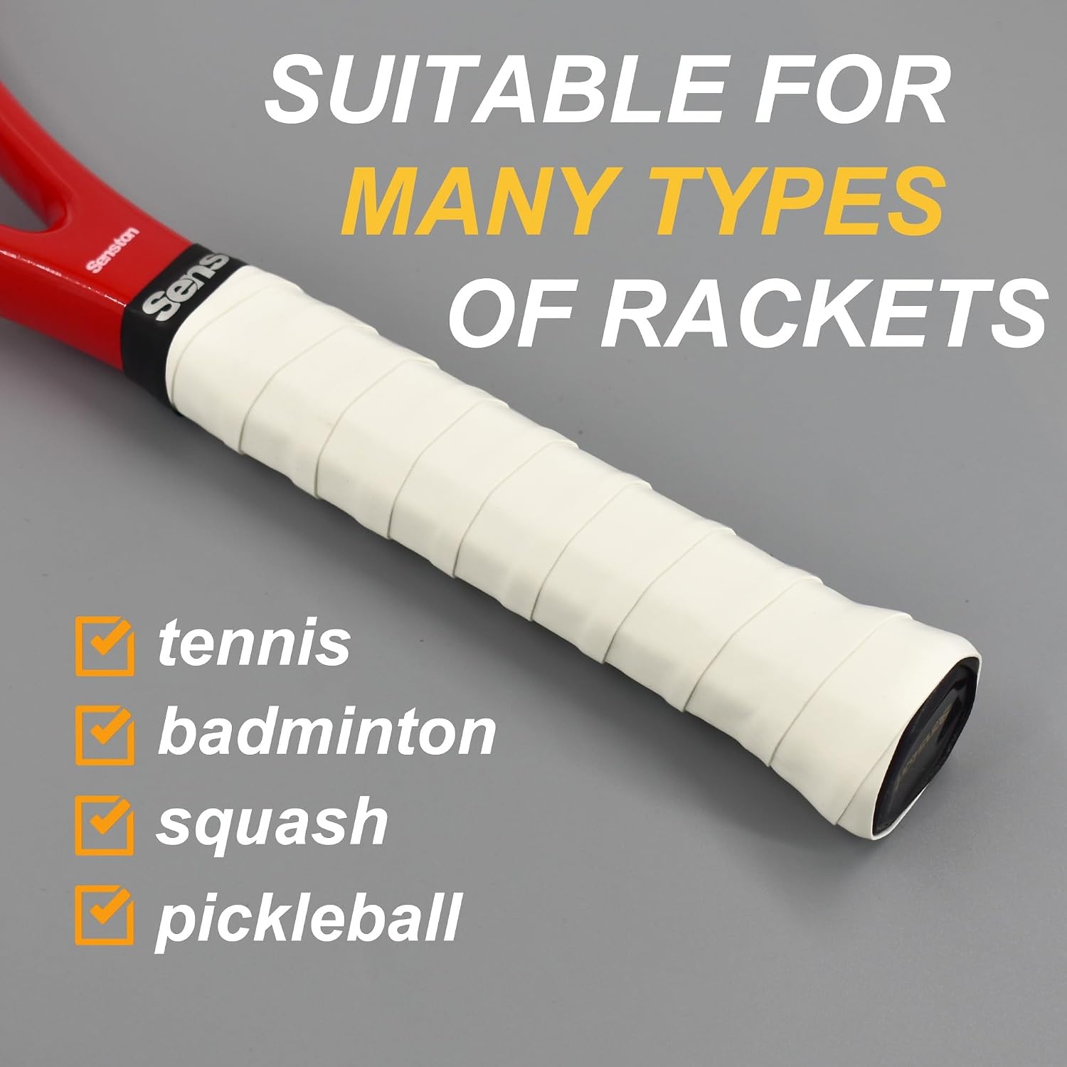 image:imageSenston Soft Tennis Racket Grip Tape Badminton Racquet Overgrip5 Pack White