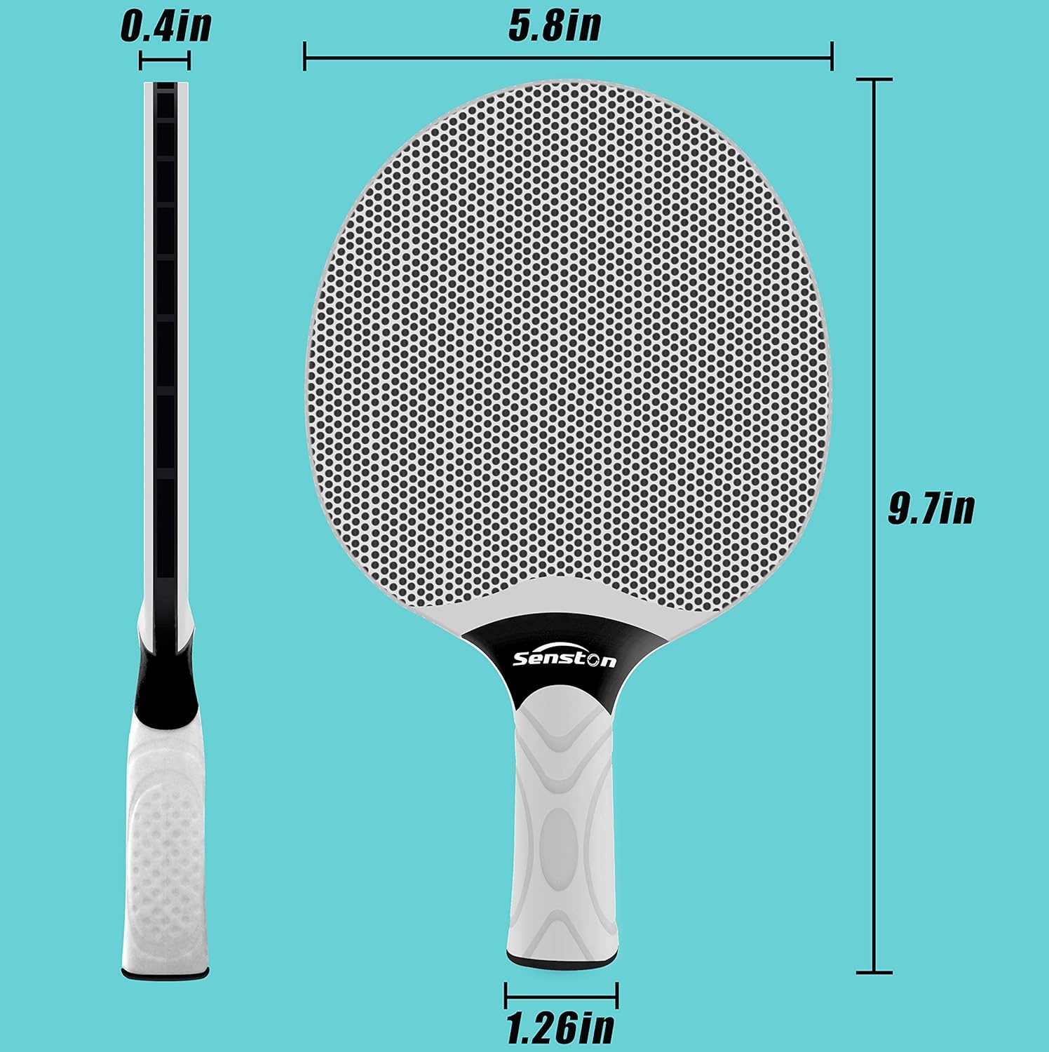 image:imageSenston Table Tennis Rackets SetProfessional Ping Pong Paddle Set for 4 Players Composite Rubber Table Tennis Paddles Indoor or Outdoor GamesBlackWhite