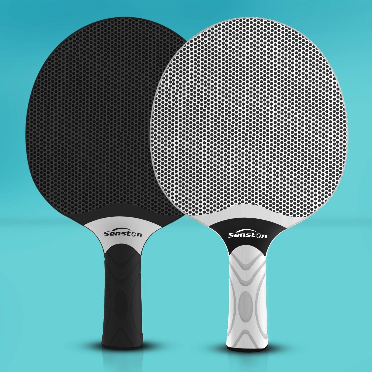 image:imageSenston Table Tennis Rackets SetProfessional Ping Pong Paddle Set for 4 Players Composite Rubber Table Tennis Paddles Indoor or Outdoor GamesBlackWhite