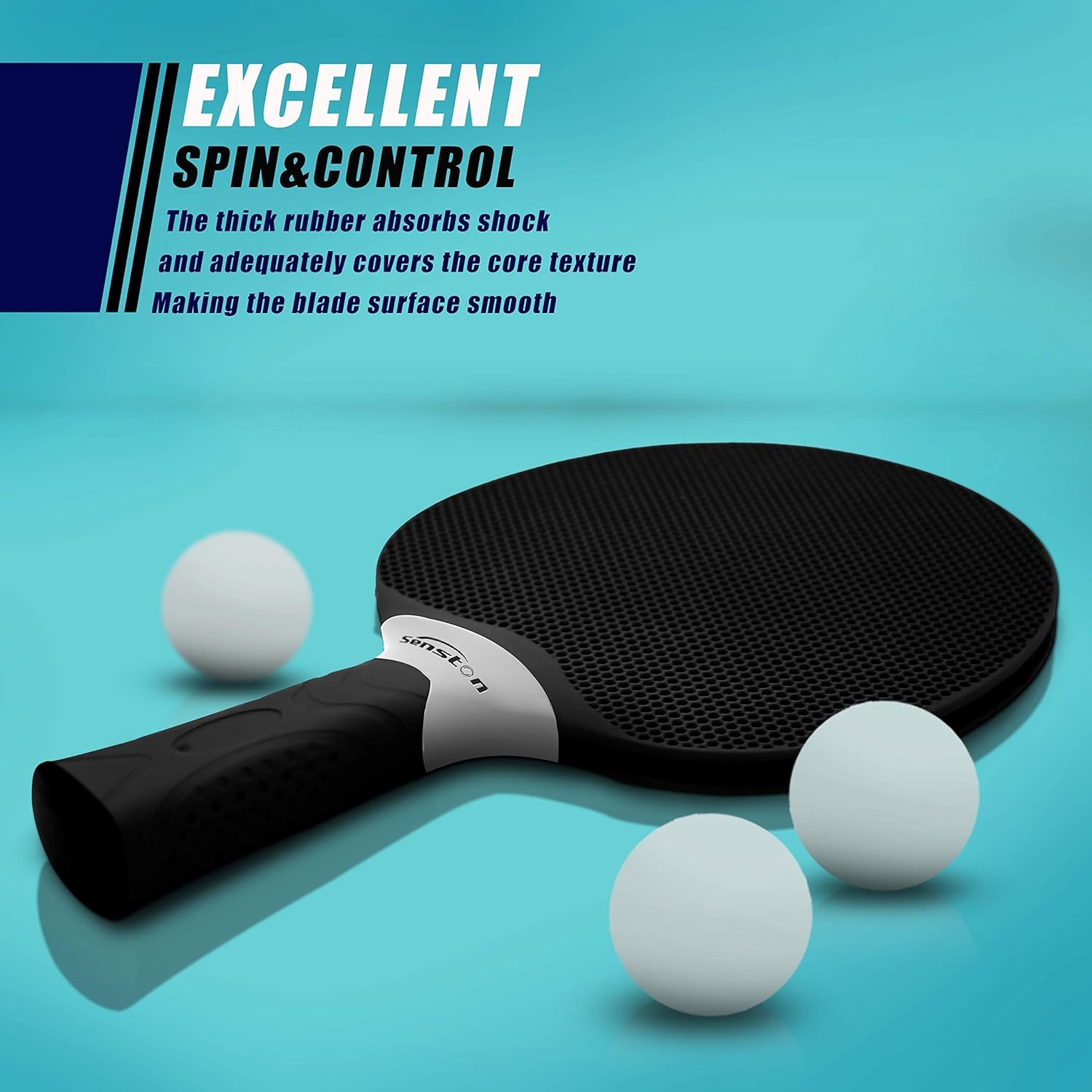 image:imageSenston Table Tennis Rackets SetProfessional Ping Pong Paddle Set for 4 Players Composite Rubber Table Tennis Paddles Indoor or Outdoor GamesBlackWhite