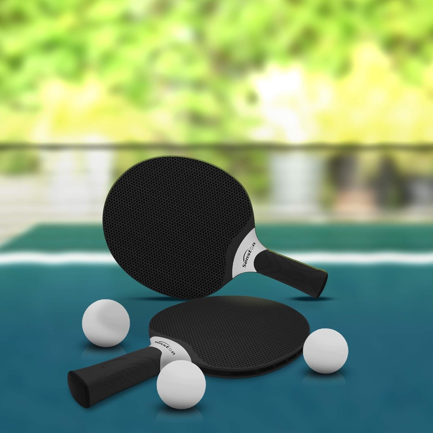 image:imageSenston Table Tennis Rackets SetProfessional Ping Pong Paddle Set for 4 Players Composite Rubber Table Tennis Paddles Indoor or Outdoor GamesBlackWhite