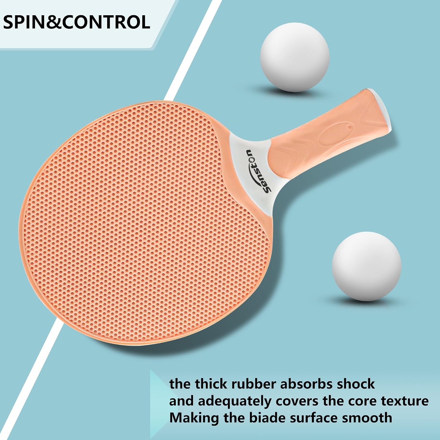 image:imageSenston Table Tennis Rackets SetProfessional Ping Pong Paddle Set for 4 Players Composite Rubber Table Tennis Paddles Indoor or Outdoor GamesOrangeGreen