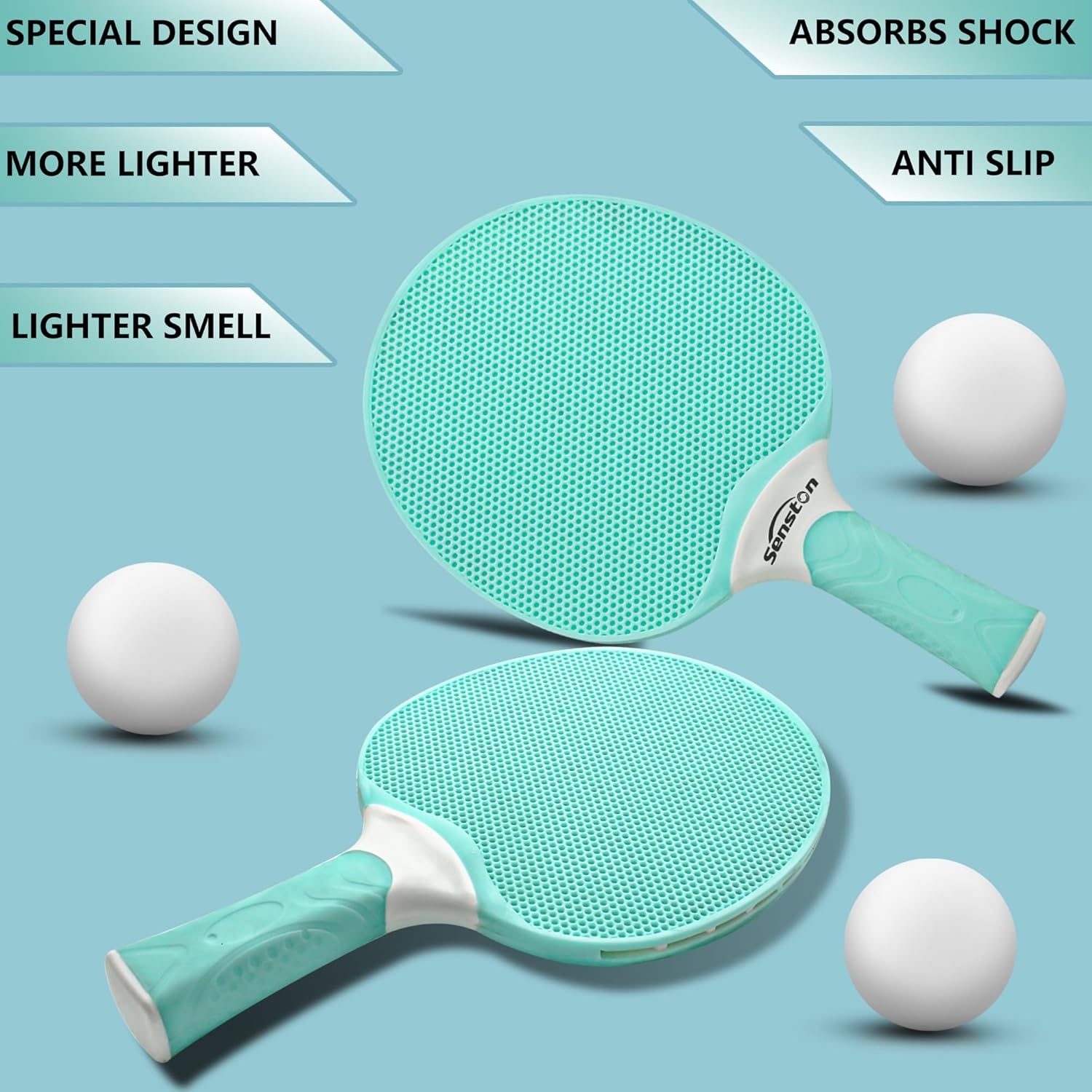 image:imageSenston Table Tennis Rackets SetProfessional Ping Pong Paddle Set for 4 Players Composite Rubber Table Tennis Paddles Indoor or Outdoor GamesOrangeGreen