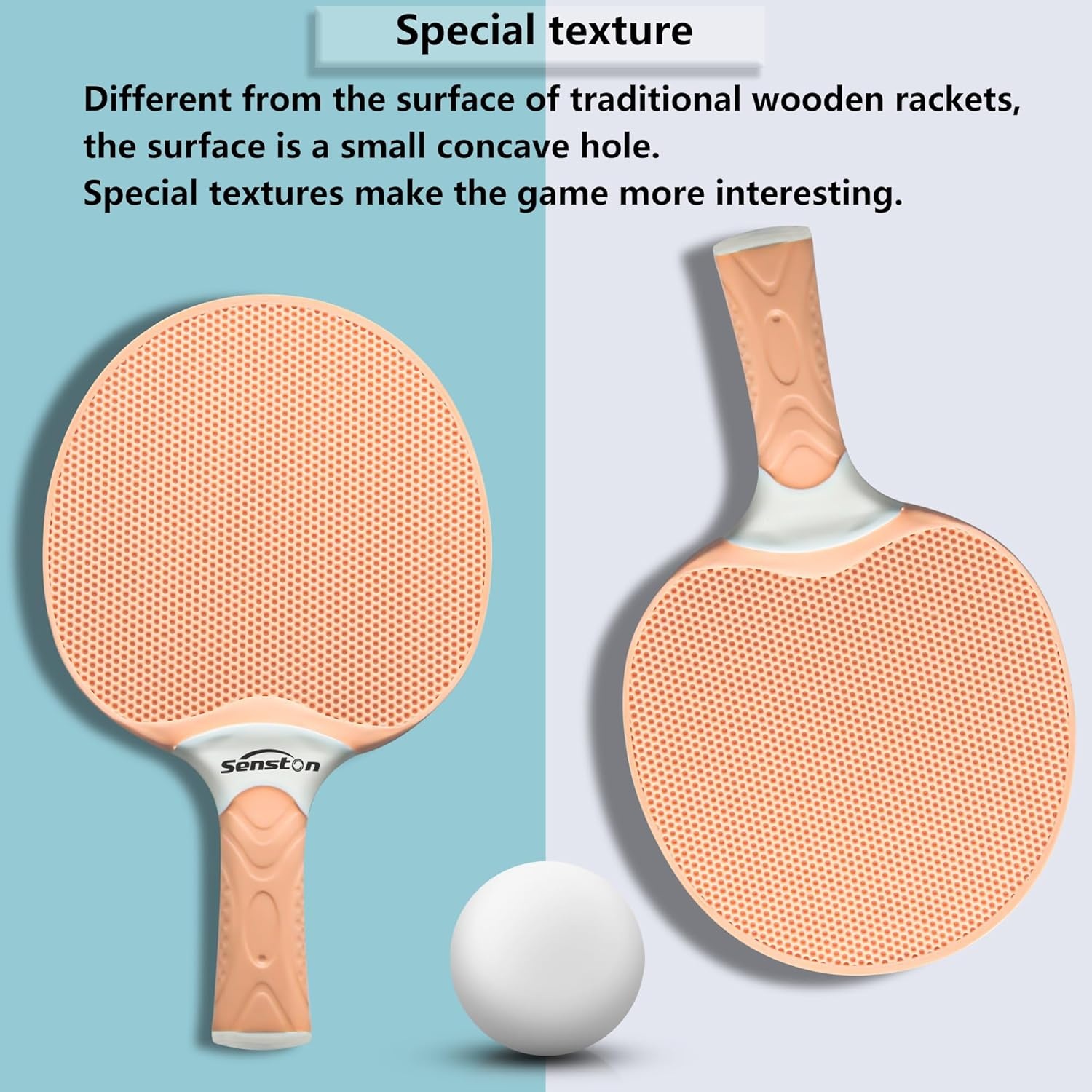 image:imageSenston Table Tennis Rackets SetProfessional Ping Pong Paddle Set for 4 Players Composite Rubber Table Tennis Paddles Indoor or Outdoor GamesOrangeGreen
