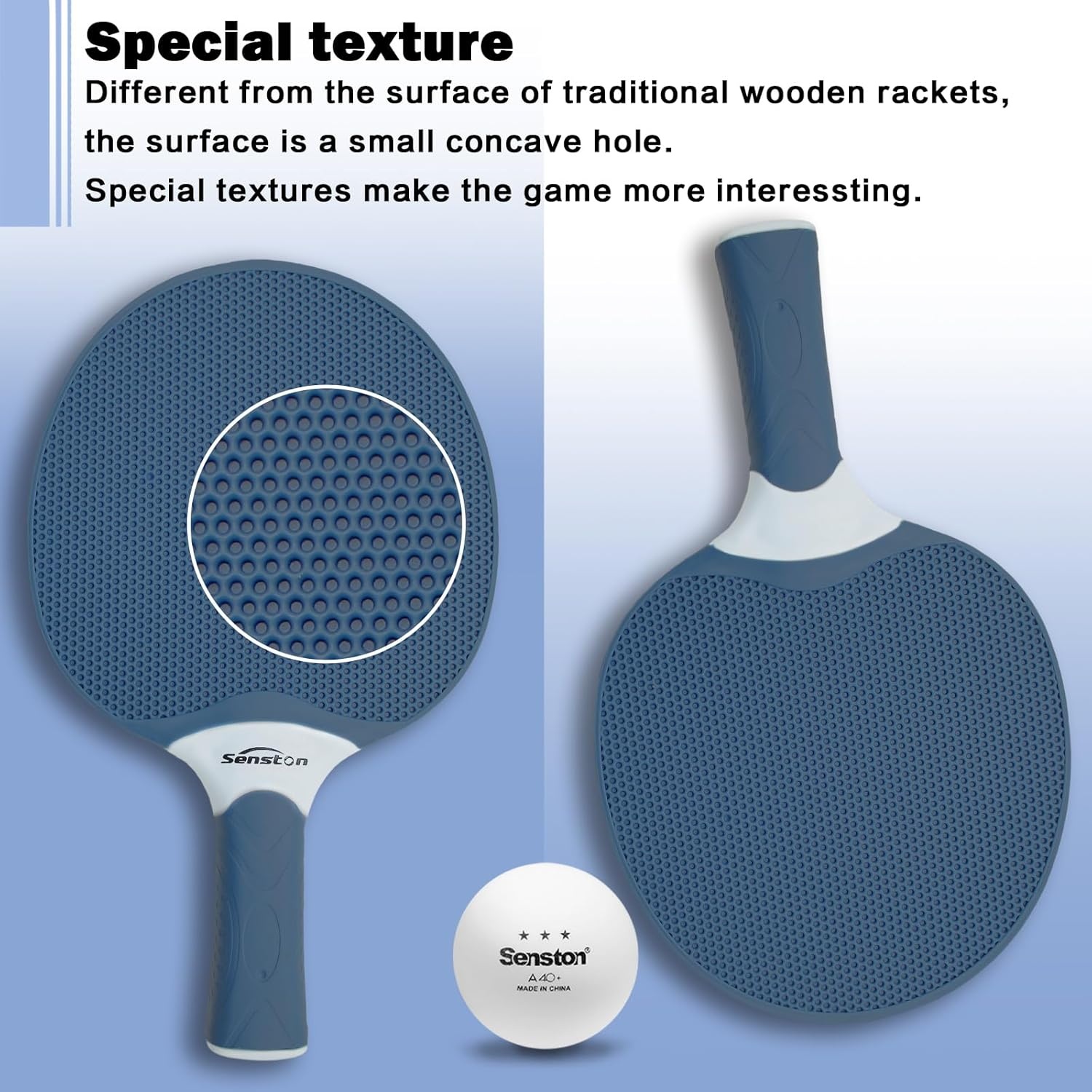 image:imageSenston Table Tennis Rackets SetProfessional Ping Pong Paddle Set for 4 Players Composite Rubber Table Tennis Paddles Indoor or Outdoor Gamesbluegreen
