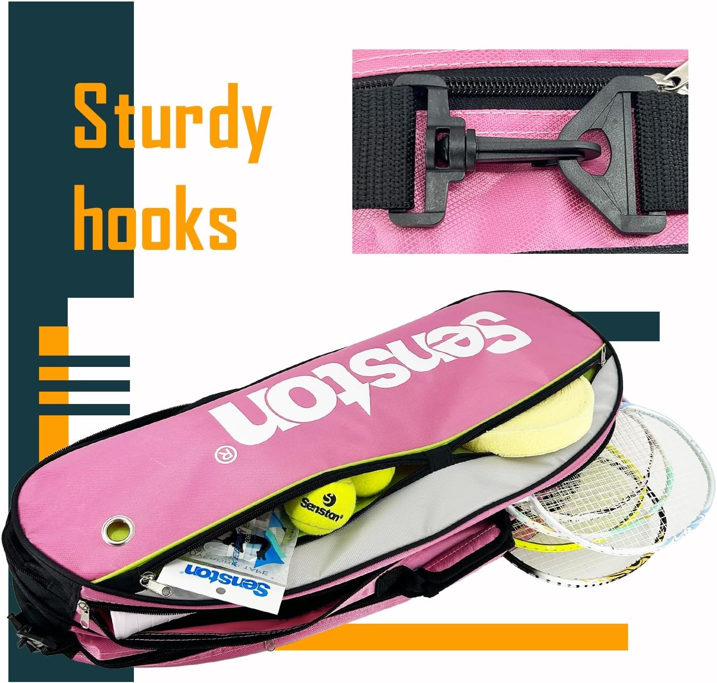 image:imageSenston TennisBadminton Racket BagSingle Shoulder Racket Bag Racquet BagWaterproof And DustproofPink