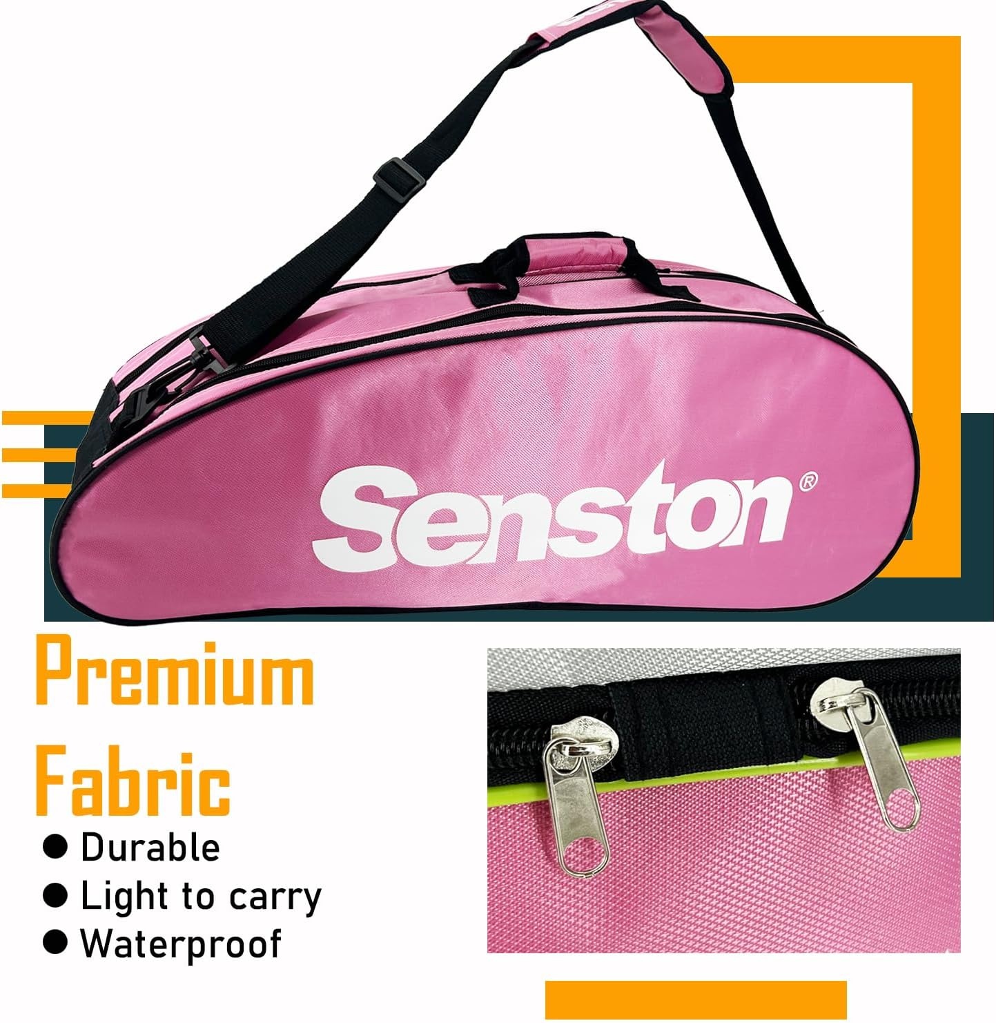 image:imageSenston TennisBadminton Racket BagSingle Shoulder Racket Bag Racquet BagWaterproof And DustproofPink