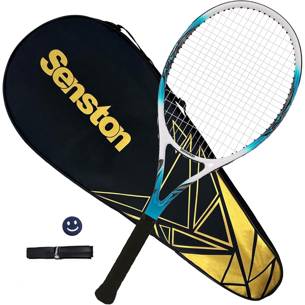 image:imageSenston 27 inch Tennis Racket for Adults 1 Pack Tennis Racket Set Tennis Overgrip Vibration Damperblue