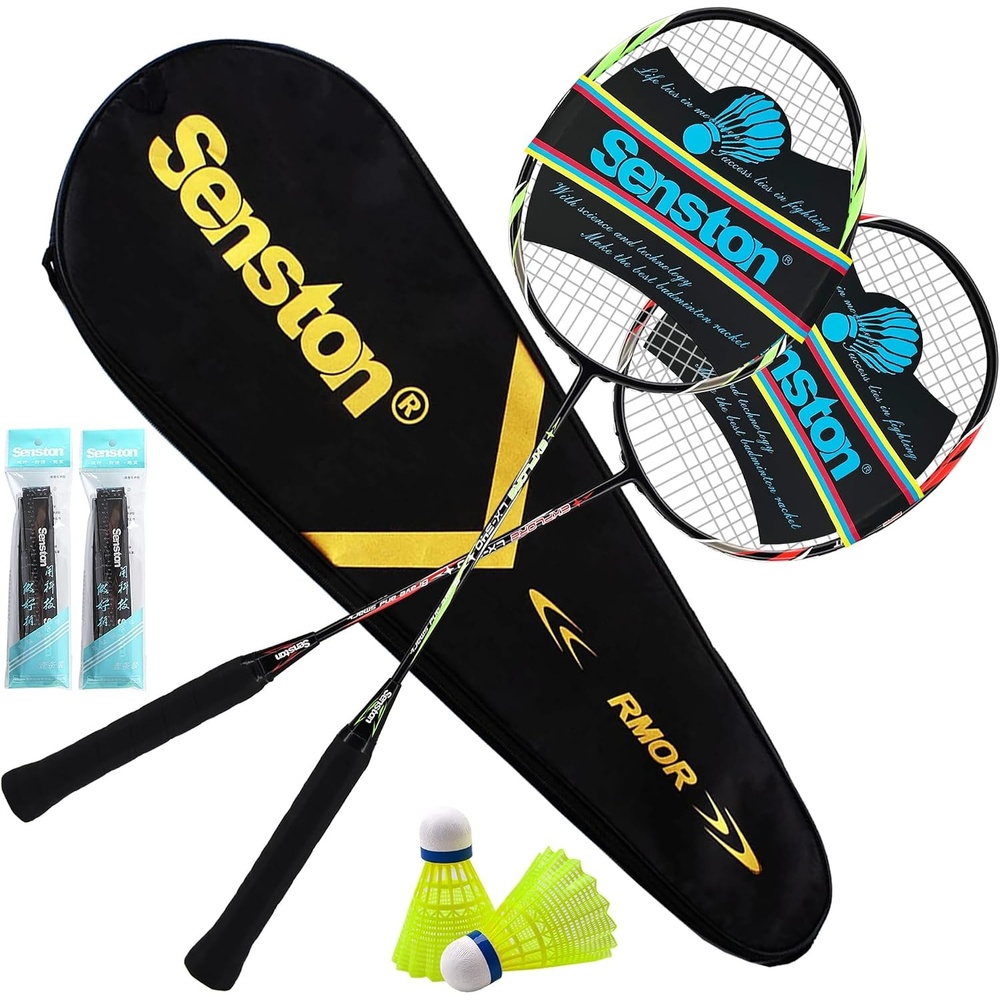 image:imageSenston Carbon Fiber Composite Badminton Rackets Set of 2 Lightweight PreStrung Racquets for Beginners Casual Outdoor Play amp Family Fun with Shuttlecocks Replacement Grips amp Carry Bag