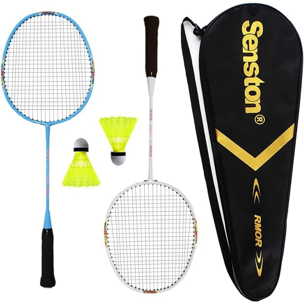 image:imageSenston Lightweight Beginner Badminton Set with 2 Rackets 2 Shuttlecocks Carry BagBlue and White