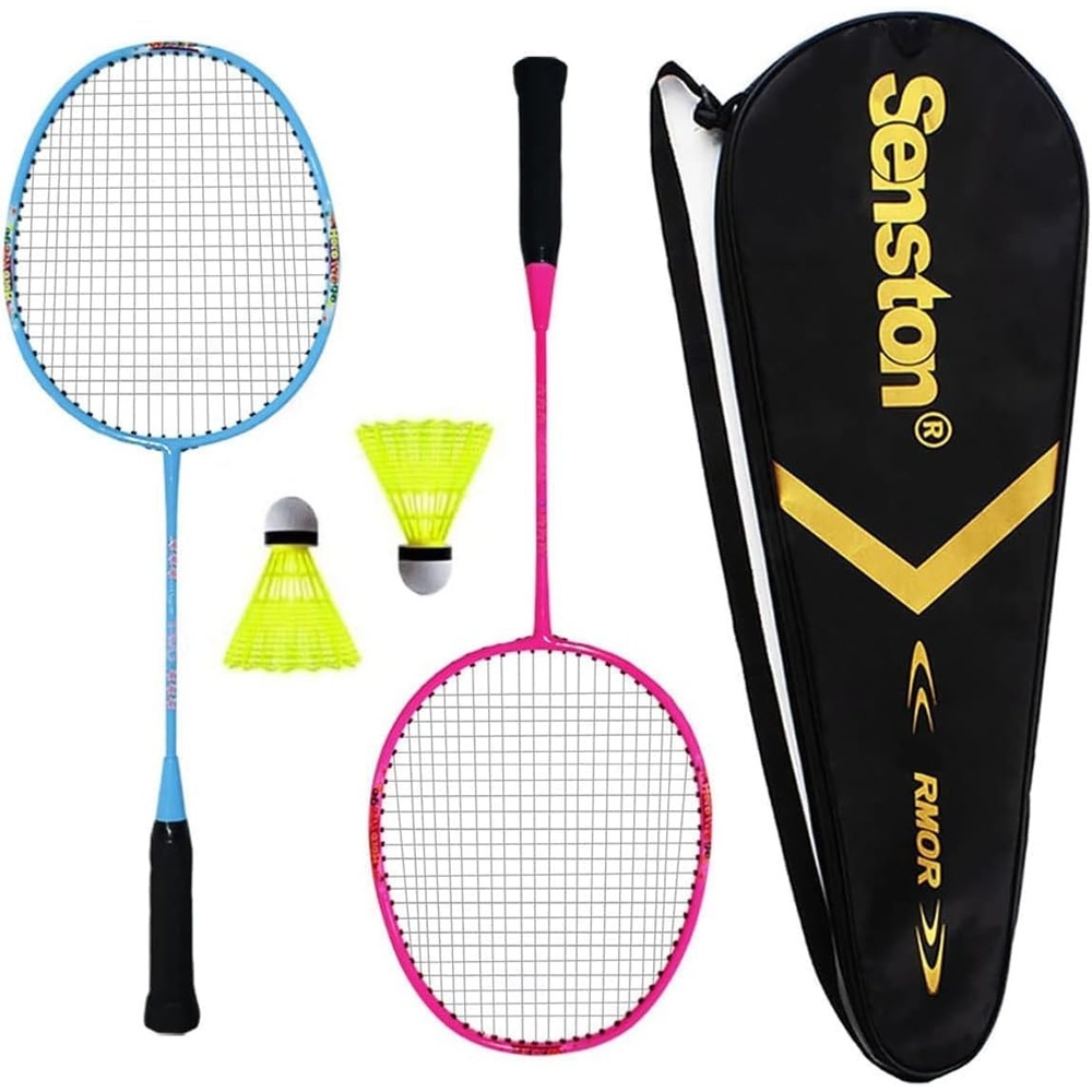 image:imageSenston Lightweight Beginner Badminton Set with 2 Rackets 2 Shuttlecocks Carry BagRed and Blue