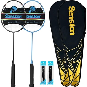 Senston N80 Carbon Fiber Badminton Racket – Lightweight High-Modulus Frame with Anti-Slip Grips& 2 Carry Bags,for Outdoor/Backyard Sports Recreational Players Seeking an Upgrade(Black+Blue)