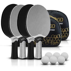 Senston Table Tennis Rackets Set,Professional Ping Pong Paddle Set for 4 Players, Composite Rubber Table Tennis Paddles, Indoor or Outdoor Games.(Black&White)