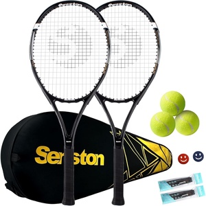 Senston Tennis Rackets for Adults 27 inch Tennis Racquets – 2 Player Tennis Racket Set with 3balls,2 Grips, 2 Vibration Dampers(Black + Black)