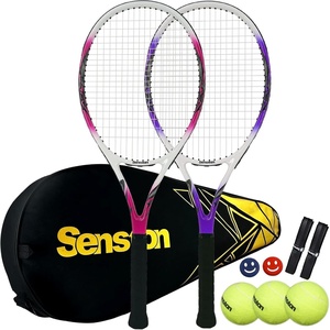 Senston Tennis Rackets for Adults 27 inch Tennis Racquets – 2 Player Tennis Racket Set with 3balls,2 Grips, 2 Vibration Dampers(Purple+Pink)