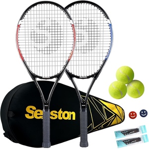 Senston Tennis Rackets for Adults 27 inch Tennis Racquets – 2 Player Tennis Racket Set with 3balls,2 Grips, 2 Vibration Dampers(red+blue)